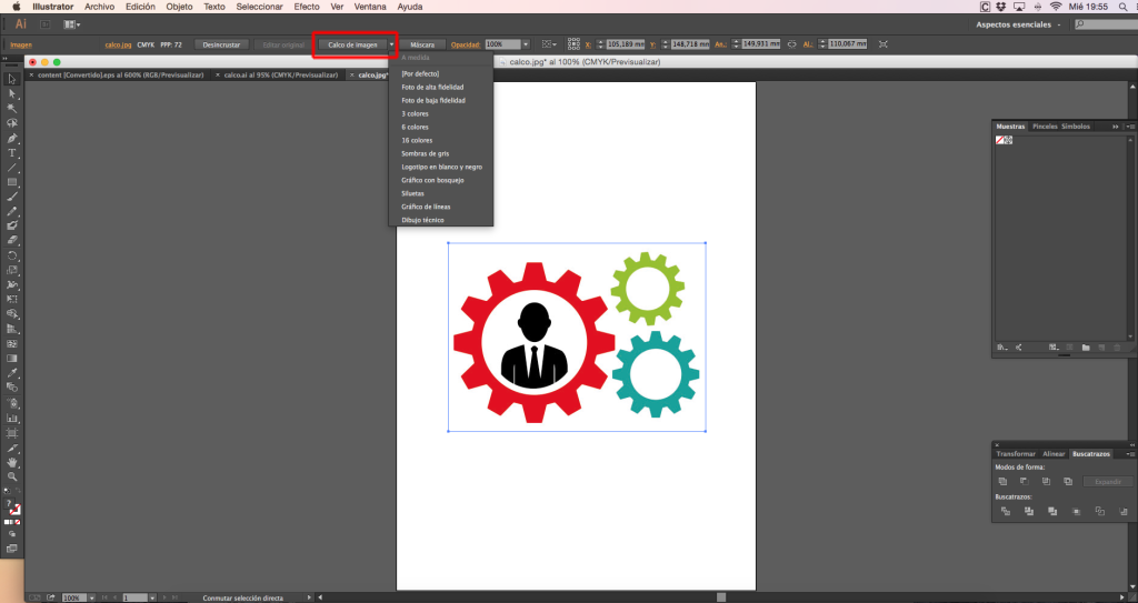 opcion calco en illustrator