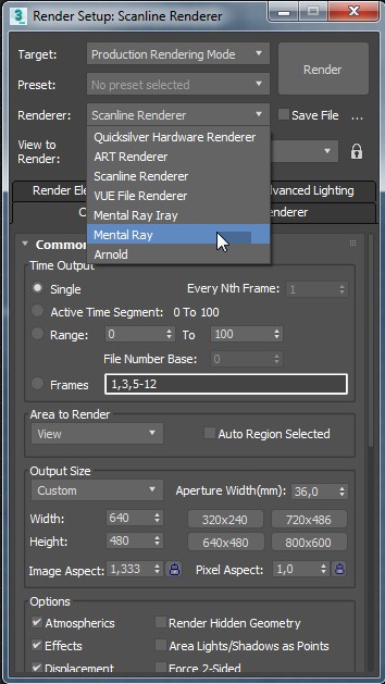 Render Setup Mental Ray