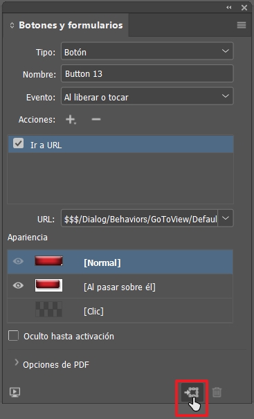 Convertir a objeto botón como crear documentos interactivos en Indesign