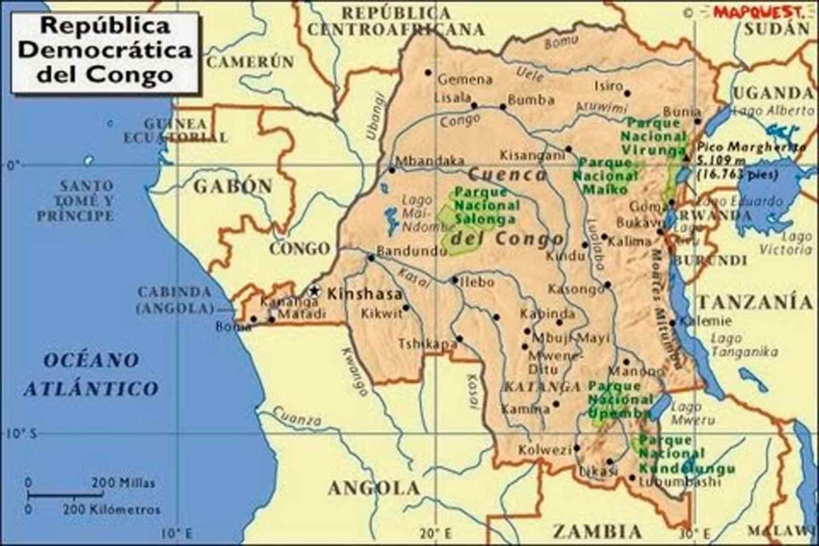 Салонга национальный парк на карте Африки